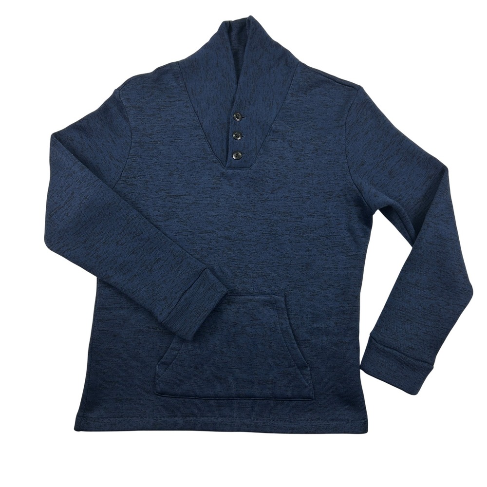 Cole Haan Pullover‎ Mens Large Pinch Marine Classic Shawl Button Collar Blue